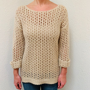 Olivia Sky, Oversized Tan Open Knit Sweater